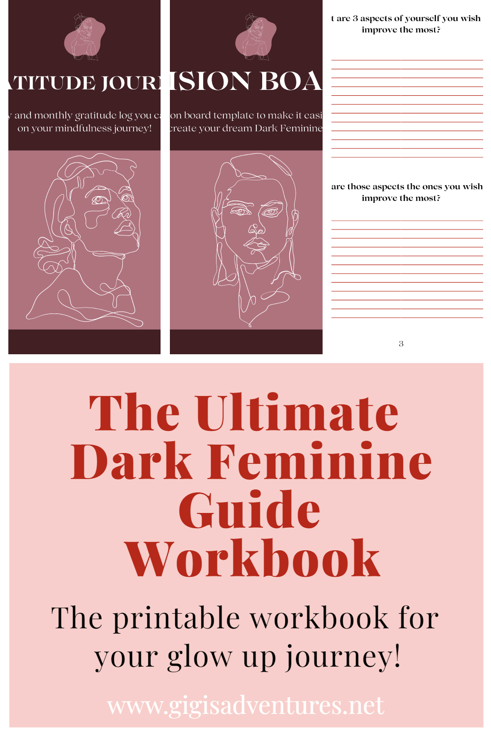 The Ultimate Dark Feminine Guide Workbook | Printable Glow Up Workbook